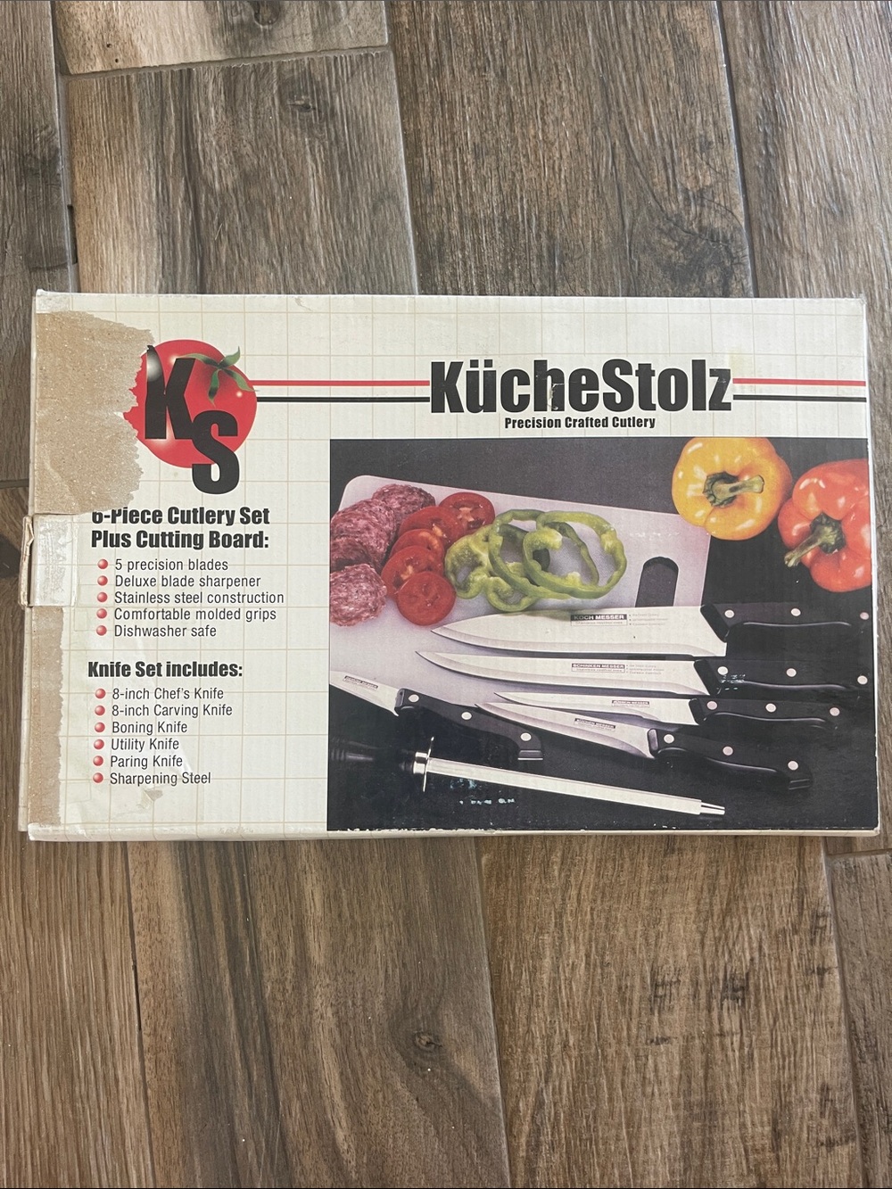 8-Piece Knife Set with Cutting Board - Black Handles